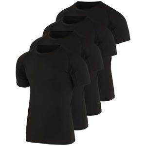4 Pack: Mens Big and Tall Short Sleeve Shirts Compression Base Layer Thermal Undershirt Slimming Black Active Athletic T-Shirt Dry Fit Workout Sports Rashguard Gym Running King Size Top- Set 2, 5X