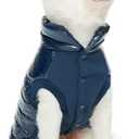 Blueberry Pet Cozy & Comfy Windproof Lightweight Quilted Fall Winter Glossy Dog Puffer Jacket in Navy Blue, Back Length 15.75", Size 14, Warm Coat for Medium Dogs (Size 14 (Pack of 1), Navy Blue)
