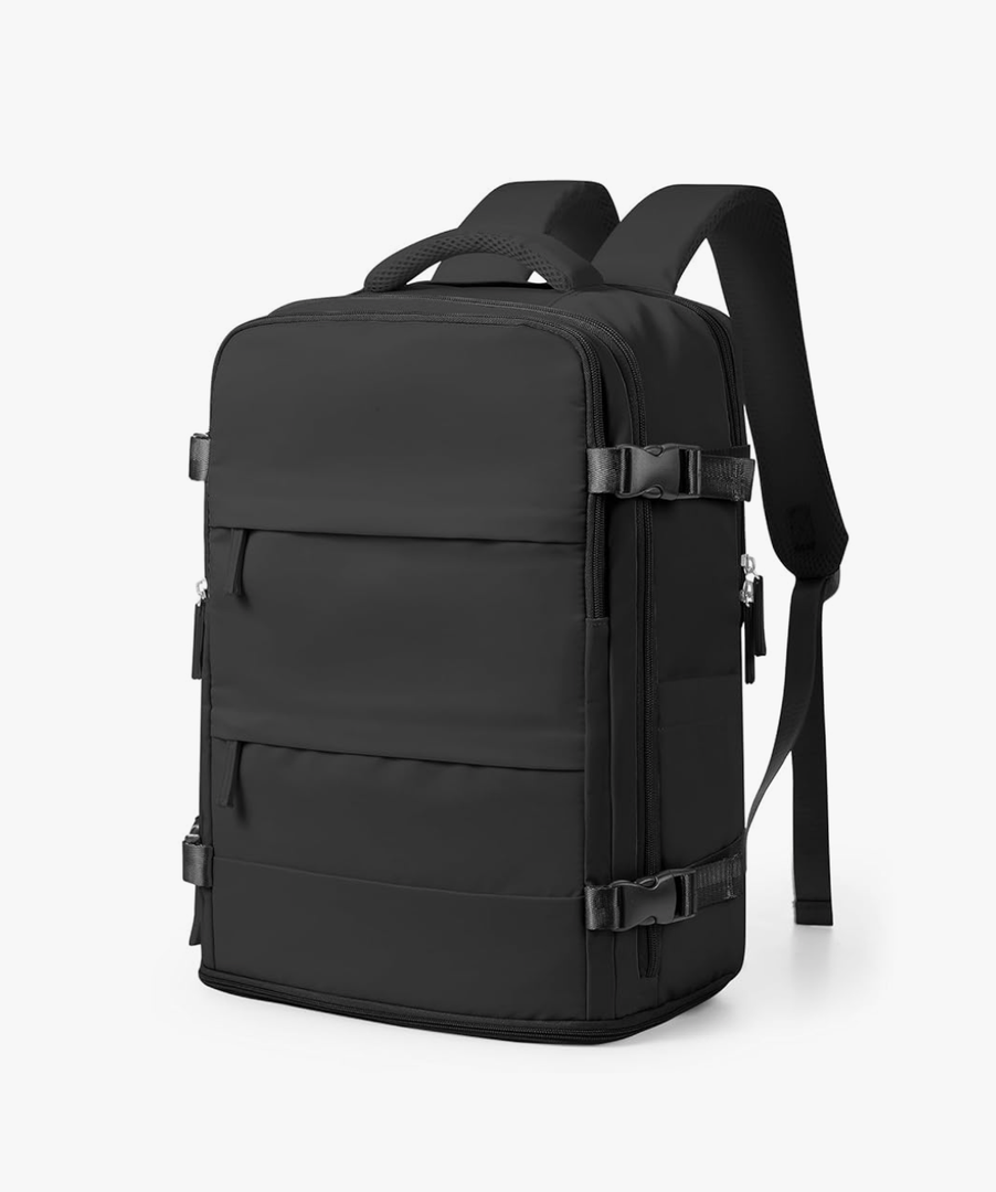 Black Travel Laptop Backpack For Women Men,Carry On Backpack,Airplane Travel Essentials For Women,Personal Item Travel Bag Laptop Work Backpacks