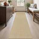 Washable Woven Hallway Runner Rug, 2x8 Natural Beige Cotton Rug Runners for Entryway Non-Slip Long Kitchen Mat, Modern Neutral Indoor Outdoor Throw Runner Carpet for Porch Potio