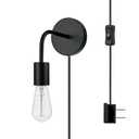 Globe Electric
Holden 1.77 in. 1-Light Matte Black Wall Sconce Light with Plug-In or Hardwire Option for Bedroom