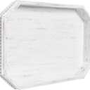 MAONAME Wood Serving Tray, Farmhouse Wooden Tray for Coffee Table, Octagonal Beaded Trays, Vintage White Decorative Trays for Living Room, Kitchen, 15.7" X 10.2" X 1.6"