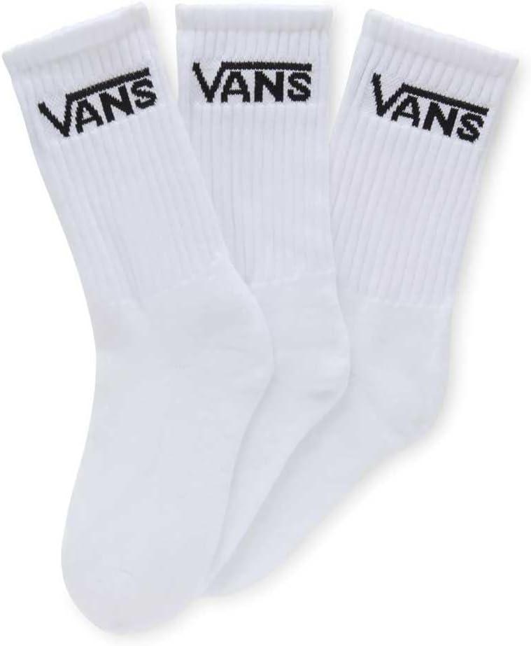 Vans Kids' Classic Crew Socks (3-Pack) | Unisex Everyday Socks for Boys & Girls, Soft & Stretchy Fabric, Great for High-Top Shoes, White, 1-6 (White)
