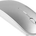 Bluetooth 5.0 USB Wireless Mouse Dual Mode Wireless Quiet Ultra Thin Rechargeable Bluetooth Mouse for iPhone iPad Macbook Android Tablet Windows Microsoft Surface Silver
