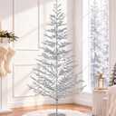5ft Silver Christmas Tree, Retro Aluminum Christmas Tree, Tinsel Trees