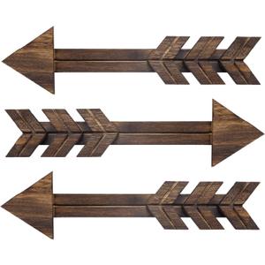 Dahey Rustic Wood Arrow Sign Wall Decor, 15" X 4" Farmhouse Wall Mount Barnwood Decoration for Home or Wedding, Set of 3, Brown,Medium