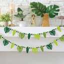 Chunful 2 Pcs Tropical Monstera Garland 6.56 ft Wood Palm Leaf Beads Banner Summer Hanging Garland for Hawaiian Luau Jungle Party Wall Fireplace Shelf Mantle Display Farmhouse Decor Home Supplies