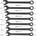 KJE 7-Piece SAE Black-Oxide Jumbo Combination Wrench Set, Open-End large Wrench, big Wrench Set, SAE Sizes 1-5/16" - 2" for Large Vehicles