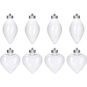 8 Pcs Clear Christmas Ornaments Irregular Shaped Fillable Ornament Crafts Xmas Tree Decoration Creative for Holiday Pendant (Heart&Bulb)