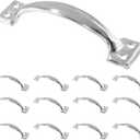 20 Pcs 4 Metal Door Handles Bow Handle, Large Door Pulls Vintage barn Door Handles for Furniture Cabinets Kitchen Drawer Dresser Gate - Rustic, Silver
