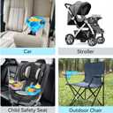 2PCS Car Seat Snack Tray for Kids: Kids Car Tray with Cup Holder, Toddlers Road Trip Essential, Travel Snacks Food Plate for Stroller, Snack Tray with a Cup Holder (Sky Blue&Gray)