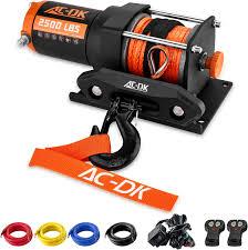 AC-DK 2500 lb ATV/UTV Winch Synthetic Rope Kits, 12V Winch with Wireless Remote for Off Road Trailer Boat RV Towing Winches, Waterproof Winch with Mounting Plate and Wired Remote