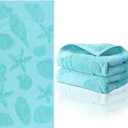 2 Pcs Coastal Hand Towels for Bathroom Summer Sea Starfish Shells Bathroom Hand Towel Beach Nautical 100% Cotton Jacquard Weave Dish Washcloth for Kitchen Beach Theme Gifts 12.6 x 28.35 Inch (Teal)