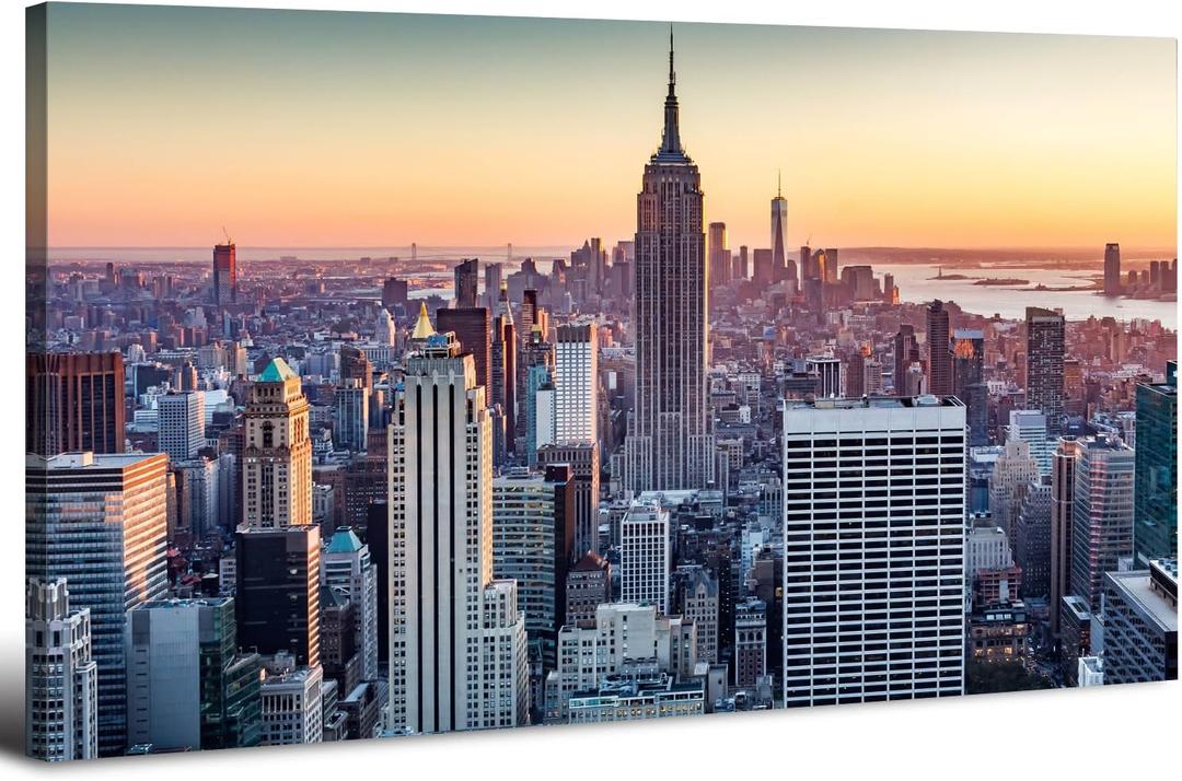 New York City Skyline Wall Art Living Room Modern Building Picture 20x40