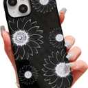5 x Compatible for iPhone15 Plus Case,Cute Sunflower Floral Patternor with Shockproof Slim Soft TPU and Hard PC Protective Cases for Women Girls Designed for iPhone 15 Plus Black