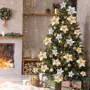 WILLBOND 36 Pieces Christmas Poinsettia Glitter Faux Flowers Christmas Artificial Flowers Tree Ornaments Topper Xmas Decorations (Gold, Silver)