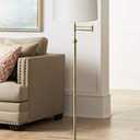 Hardback White Large Drum Paper Lamp Shade 15" Top x 16" Bottom x 11" Slant x 11" High (Spider) Replacement with Harp and Finial - Springcrest