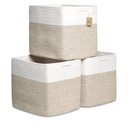 NaturalCozy 13x15x13 Kallax Storage Cubes Bins, 3 Pack | Cotton Rope Cube Storage Bin Woven Baskets for Organizing | Kallax Insert Storage Baskets for Shelves Organizer, Kids Toy, Closet Baby Nursery