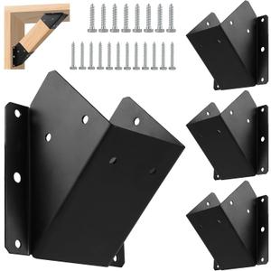 45-Degree Angle Bracket for 4x4 Post(Actual 3.5''x3.5''), Heavy Duty Connector Brace 45-Degree Pergola Support Brace for Pergola, Gazebo Wood Post 4 Pcs