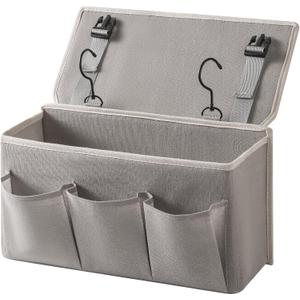 Bedside Caddy/Bedside Storage Organizer Hanging Bag with Three Options,Suitable for home beds, sofas, and dormitory beds can hold magazines, books, phones, iPads, remote controls. (Gray)