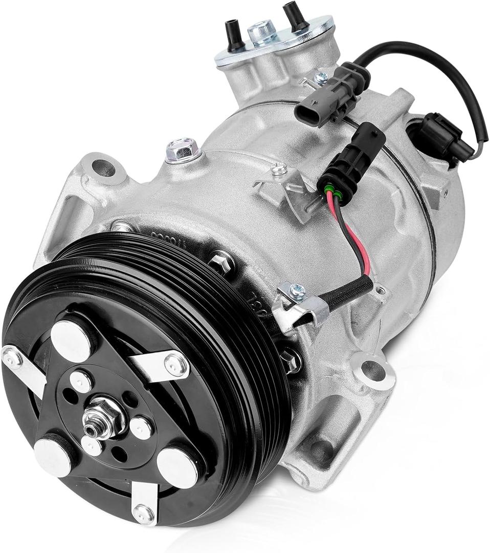 AC Compressor with Clutch with Clutch Compatible with Chevy Equinox/GMC Terrain 2012-2015 2.4L, w/Two Plug