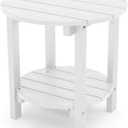 YEFU Adirondack Side Table, 18" Double Outdoor Side Table, Poly Lumber end Table, Weather Resistant for Indoor, Patio, Pool, Porch, Backyard-White