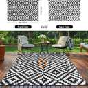 Outdoor Patio Plastic Straw Rug - 4x6 ft Outdoor Camping Rug Waterproof Reversible, Area Carpet Patios Clearance RV, Outside Porch Balcony Deck for Camper, Black & White