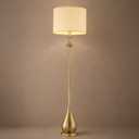 Hamilyeah 65" Gold Floor Lamp for Living Room, Mid Century Modern Standing Lamp with Textured Linen Drum Shade, Tall Sculptural Teardrop Lamp for Bedroom, Sofa Side & Reading Corner