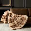 WDCOZY Deer Fawn Animal Print Bubble Throw Blanket, Luxury Faux Rabbit Fur Mink Plush Throw for Couch, Sofa and Bed, Soft Fluffy Fuzzy Cozy Blanket for Women, Thick and Warm, 50x60 inches, 950 GSM