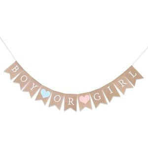 Boy or Girl Burlap Banner - Rustic Gender Reveal Banner, Baby Shower Decorations