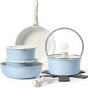 15Pcs Pots and Pans Set Non Stick, Cookware Sets with Detachable Handle, Nonstick RV Kitchen Cooking Tools Removable Handles, Oven Safe, Induction Fast, Stackable Induction Cookware, Blue