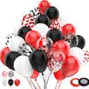 2 x 100pcs Red Black White Latex Balloons with 12 Inch Red Black Glitter Confetti Balloons Birthday Wedding Baby Shower Graduation Poker Card Decorations, Red and Black Party Balloon Set