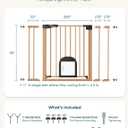 Babelio CatPrivilege Baby Gate with Cat Door, 29"-43" Adjustable Brown Wood Pattern Pet Door, 30" Tall Pressure Mounted Safety Gate for Stairs & Doorways, Auto Close,Wall Protectors Included