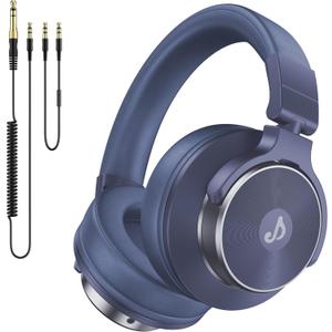 Wired Over Ear Headphones, Studio Monitor & Mixing DJ Headphones with 50mm Neodymium Drivers and 1/4 to 3.5mm Jack for Guitar Podcast AMP Piano Keyboard (Dark Blue)