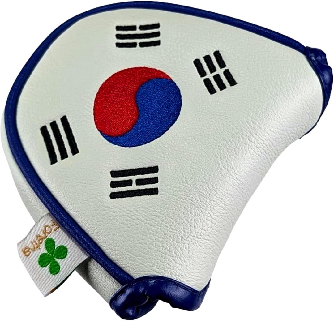 Foretra Driver Headcover Golf Club Covers Blade Mallet Putter Cover Alignment Stick Holder Hybrid Fairway Wood Head Cover Korea Flag Novelty Golf Accessories for Most Brands