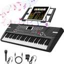 61 Key Keyboard Piano, Portable Electronic Keyboard Piano for Beginners with Speakers, Microphone, Sheet Music Stand, 100 Voices, 100 Rhythms, Digital Music Keyboard Built-In Speakers