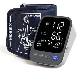 Blood Pressure Monitor for Home Use, Large LED Display BP Machine with Adjustable Cuff Fits 8.7"16.5" Arms, 2-User 240 Memory, USB-C or Battery Powered