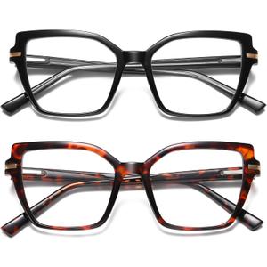 LKEYE Square Reading Glasses Women Cateye Blue Light Blocking Readers Stylish Spring Hinge Designer Trendy Eyewear LK6095 +2.0