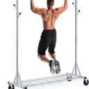 Heavy Duty Clothes Rack Load 480 LBS Metal Clothing Garment Rack Hang 200 pieces of clothing on Wheels Collapsible Rolling Portable & Adjustable with Hook for Hanging Clothes (Silver)