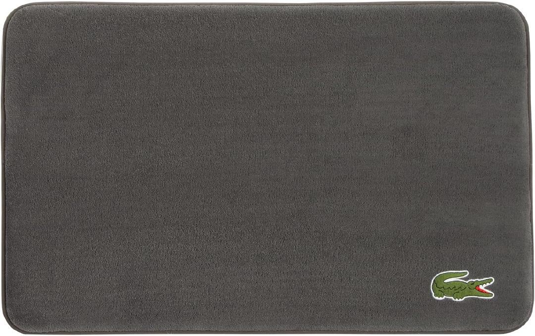 Lacoste Memory Foam Bath Rug – Ultra Soft Fleece Bathroom Mat with Embroidered Crocodile Logo, Super Absorbent, Non-Slip Backing, Machine Washable, Plush & Stylish 19"x30" – Cliff