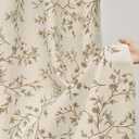 Beige Tan Floral Shower Curtain 72x72, Lightweight Faux Linen Bathroom Curtains, Twiggy Leaves Botanical Cottagecore Farmhouse Decor, Water Repellent Fabric
