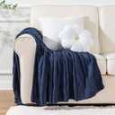 Battilo Navy Cable Knit Throw Blankets for Couch, Super Soft Warm Cozy Decorative Knitted Throw Blanket for Bed, Sofa, Chair 50"x60"
