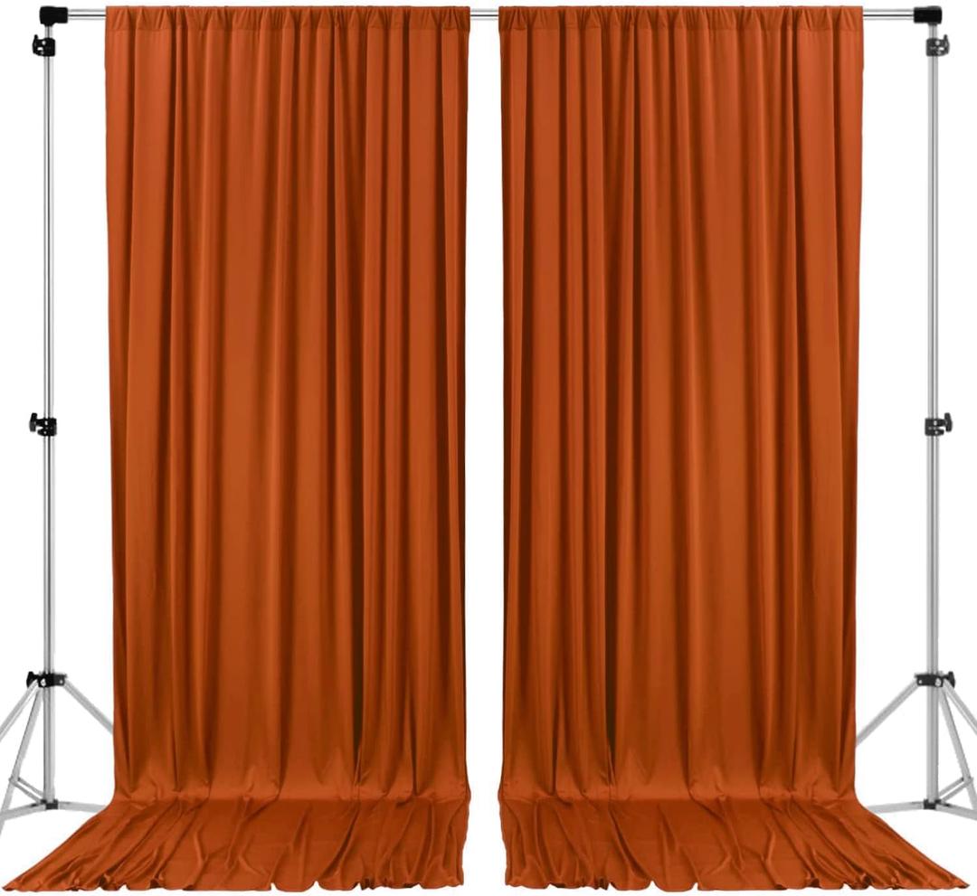 AK TRADING CO. 10 feet x 10 feet Rust IFR Polyester Backdrop Drapes Curtains Panels with Rod Pockets - Wedding Ceremony Party Home Window Decorations (60"W x 120"L (Pack of 2))