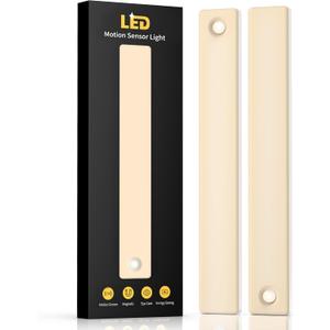 2 Pack Under Cabinet Lighting, Motion Sensor Light Indoor, Rechargeable Closet Lights Battery Operated, Wireless Dimmable LED Cabinet Lights, Under Counter Lights for Kitchen Warm Color
