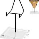 1 Pcs Megalodon Shark Tooth Display Stand, Clear Acrylic Shark Tooth Holder Display Easel Holder for Slab Slice Fossil Rock Gemstones Crystals and Minerals, 3.9 x 3.5 x 6.5'' Black