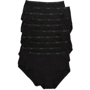 Hanes Womens Hi-cut Cotton Underwear, Value 10-pack, Assorted High-waisted Panties, All Black, 6 US