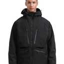 GSOU SNOW Ski Jacket Mens Snowboard Coat Waterproof Insulated Snow Coat Winter Hooded Mountain Jackets Black L