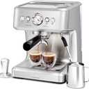 Gevi EzBru 1000C Espresso Machine, 20 Bar Espresso Maker with Pressure Gauge, Barista Coffee Machine with Milk Frother Steam Wand, Professional Latte Machine with Adjustable Temp and Shot Volume