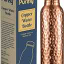 Purely Copper Water Bottle, 34 oz, Pure Copper Construction, Leak Proof, Cylindrical, Polished Finish, BPA Free
