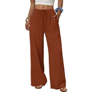 Sampeel Womens Pants Business Casual Outfits Summer Airport Travel Wide Leg Pants Work Office Fall Outfits 2026 Fashion Clothing Old Money Caramel XL